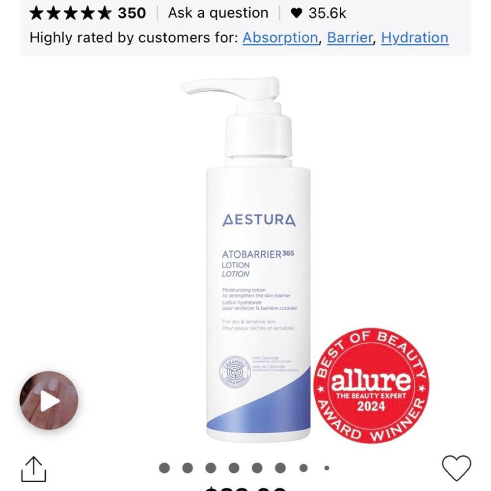 Aestura atobarrier365 lightweight face lotion